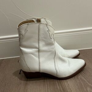 Free People White Western Ankle Boots